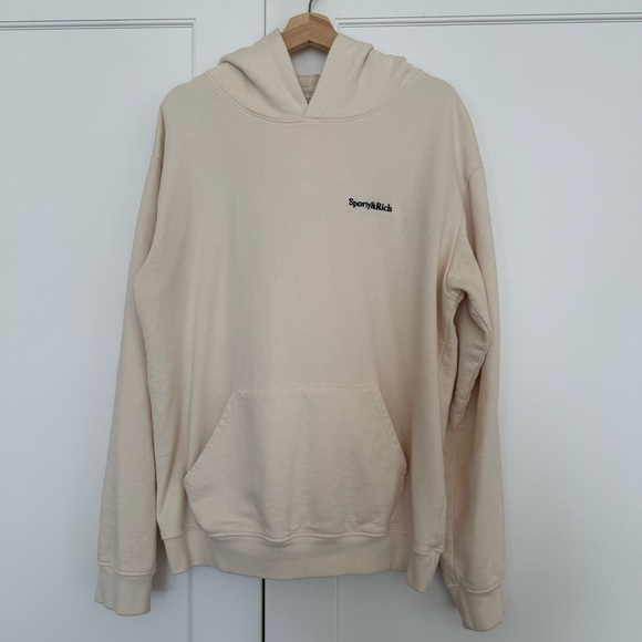 Sporty&Rich Serif Logo Hoodie - Cream - Picture 4 of 5
